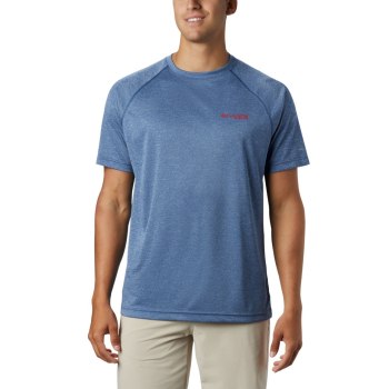 Columbia T-Shirt Heren, PFG Terminal Tackle Heather Short Sleeve DonkerGrijs Rood, 52FJVLWOC